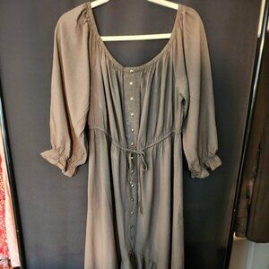 Indigo Rose XL Dress, Olive green, 3/4 sleeve, High Low design
